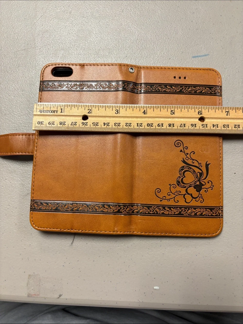 Brown Floral Wallet Phone Case with Magnetic Closure
